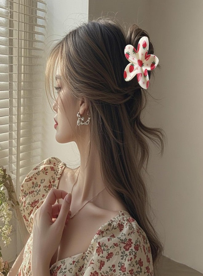 Ivyu 2pc Friut Hair Clips for Women Girls – Non-Slip Grip Tangle-Free Claw Clips with Strawberry and Cherry Prints for Thin/Thick Hair - Image 5